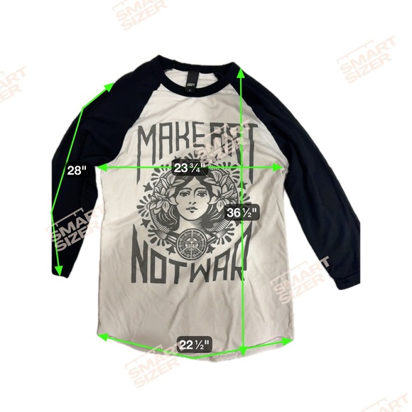 Obey Black and White 'Make Art Not War' Raglan Shirt - Picture 8 of 9